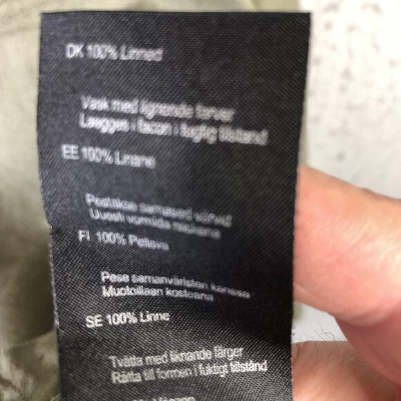 Barbour Shirt Mens M Green 100% Linen Tailored Fit Long Sleeve Cove Beach Airy - Picture 11 of 16